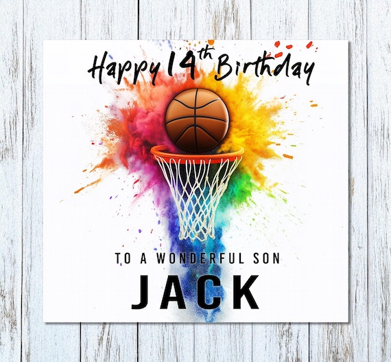 Personalised Basketball Boys Girls  Birthday Card Mens Womans Grandson Any Age