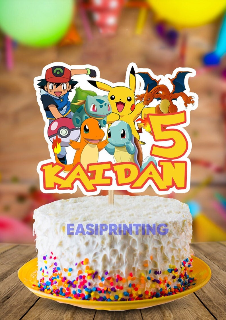 Personalised Pokemon Pikachu Cake Topper image 1