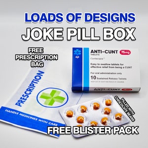 Novelty Joke Box + Blister Pack - Funny Joke Gift - Perfect Surprise Present - Free Prescription Bag