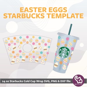 EASTER EGGS | Seamless Starbucks Venti Cold Cup Wrap svg Files For Cricut or Silhouette, Easter Bunny, Easter Eggs and flowers