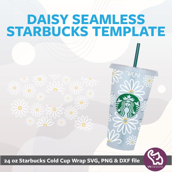 DAISY SEAMLESS WRAP | Starbucks Venti Cold Cup Wrap svg Files For Cricut or Silhouette, flowers, bunny, sunflowers, monstera, easter