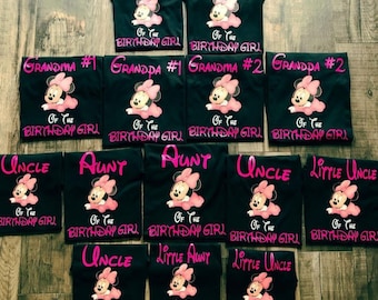 Minnie Camisas de la Familia Minnie Baby Camisa de Cumpleaños Mamá Papá Hermano Edad Personalizada Cumpleaños Coincidencia Personalizada Cumpleaños Chica Minnie Mouse