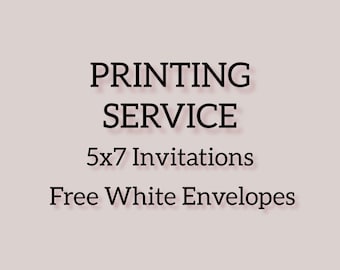 Pode incluir: Serviço de impressão para convites de 5x7 com envelopes brancos gratuitos.