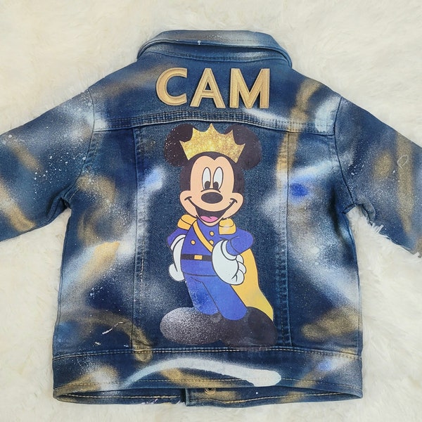 Giacca di jeans reale di Topolino, set di jeans di Topolino, vestito per il compleanno di Topolino, camicia di Topolino, camicie della famiglia di Topolino