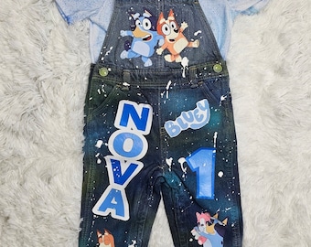 Personalized Kids Custom Character Birthday Overalls, Custom Overall Birthday Outfit, Shirt and Overall Set, Any Theme