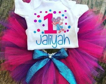 Abby Cadabby Sesame Street Tutu Outfit, Abby Matching Shirts, First Birthday Outfit, Sesame Street Tutu, Sesame Street Family Shirts Abby