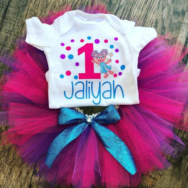 Abby Cadabby Sesame Street Tutu Outfit, Abby Matching Shirts, First Birthday Outfit, Sesame Street Tutu, Sesame Street Family Shirts Abby