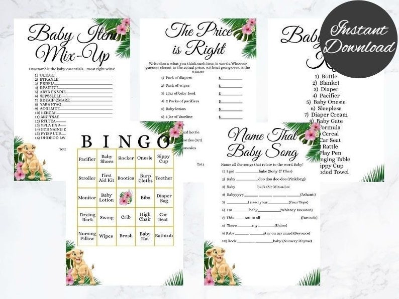 Nala Lion King Baby Shower Game Package | Etsy