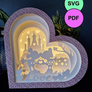 Boite lumineuse coeur Mickey Minnie