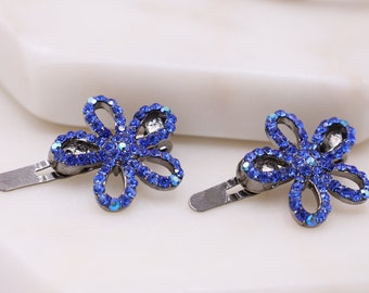 Royal Blue Hair Barrette for Thin Hair, Magnetic Barrettes, Premium Crystal Hair Clips