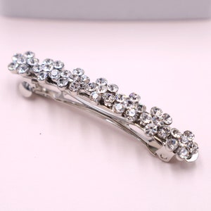 Silver Flower Crystal Hair Barrette: Fine Hair Accessory