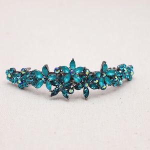 Dark Teal Hair Accessory, Teal Hair Clip Barrette, Long barrette for Thick Hair