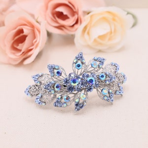 Crystal Blue Women Hair Barrette, Light Blue Hair Clip Barrette, Crystals Hair Accessories, Wedding Gift for Mom