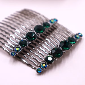 Bridal Emerald Green Wedding Hair Comb, Bridal Crystal Hair Accessories, Dark Green Rhinestone Formal Hair Accessory, Mother of the Bride