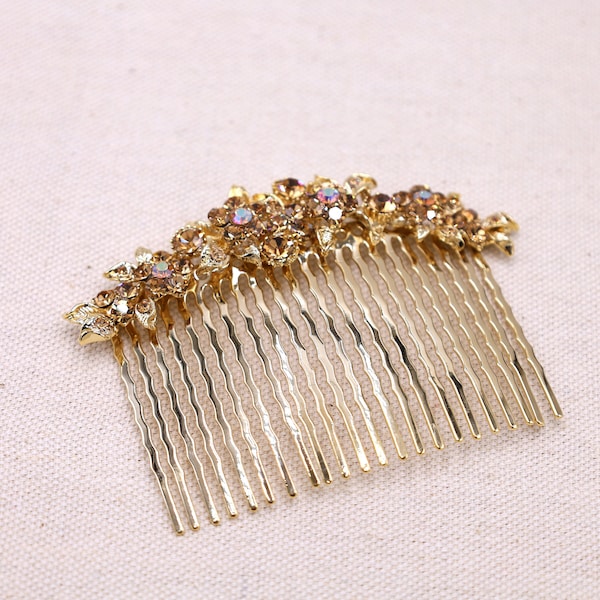 Gold Decorative Side Comb, Wedding Hair Comb, Bridal Gold Hairpiece