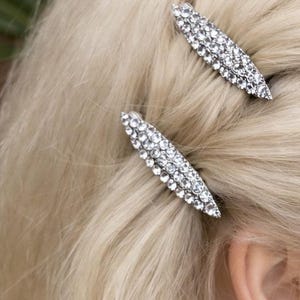 Magnetic Crystal Barrettes For Fine Thin Hair, Small Sparkly Hair Clips For sides, Wedding, Prom, Mother of the Bride/Groom