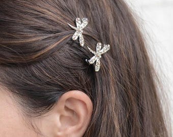 Pinzas magnéticas de cristal de libélula para cabello fino, pequeñas y antideslizantes, que se mantienen en su lugar.