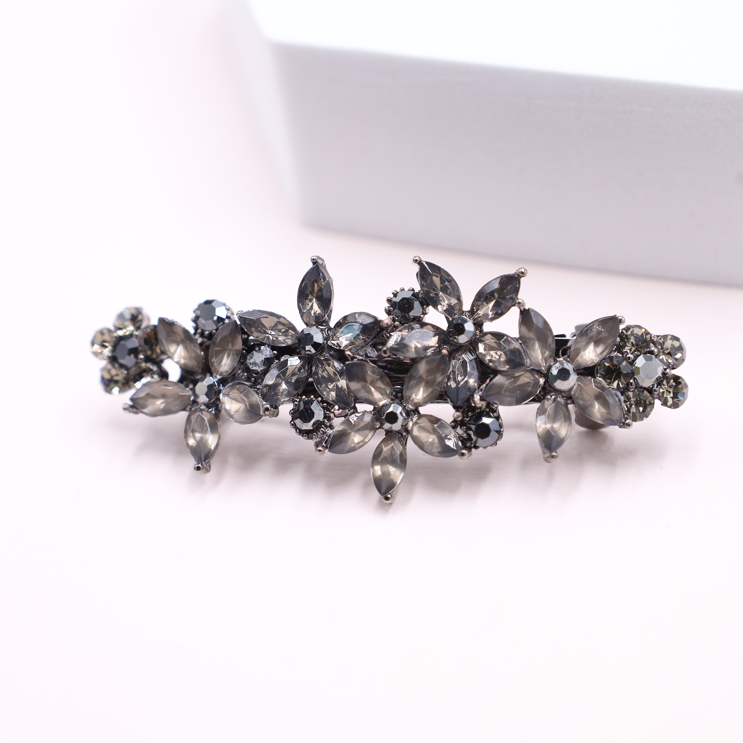 Navy Blue Crystal Hair Barrette for Medium Thick Hair 