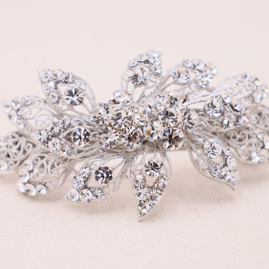 Wedding Barrette Bridal Hair Piece Bridal Headpiece Crystal Etsy