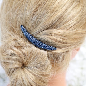 Crystal Up Hair Comb, Navy Blue Hair Accessories for Women, Updo Dark Blue Comb, Formal Rhinestone Hair Comb for French Twist Hairpiece