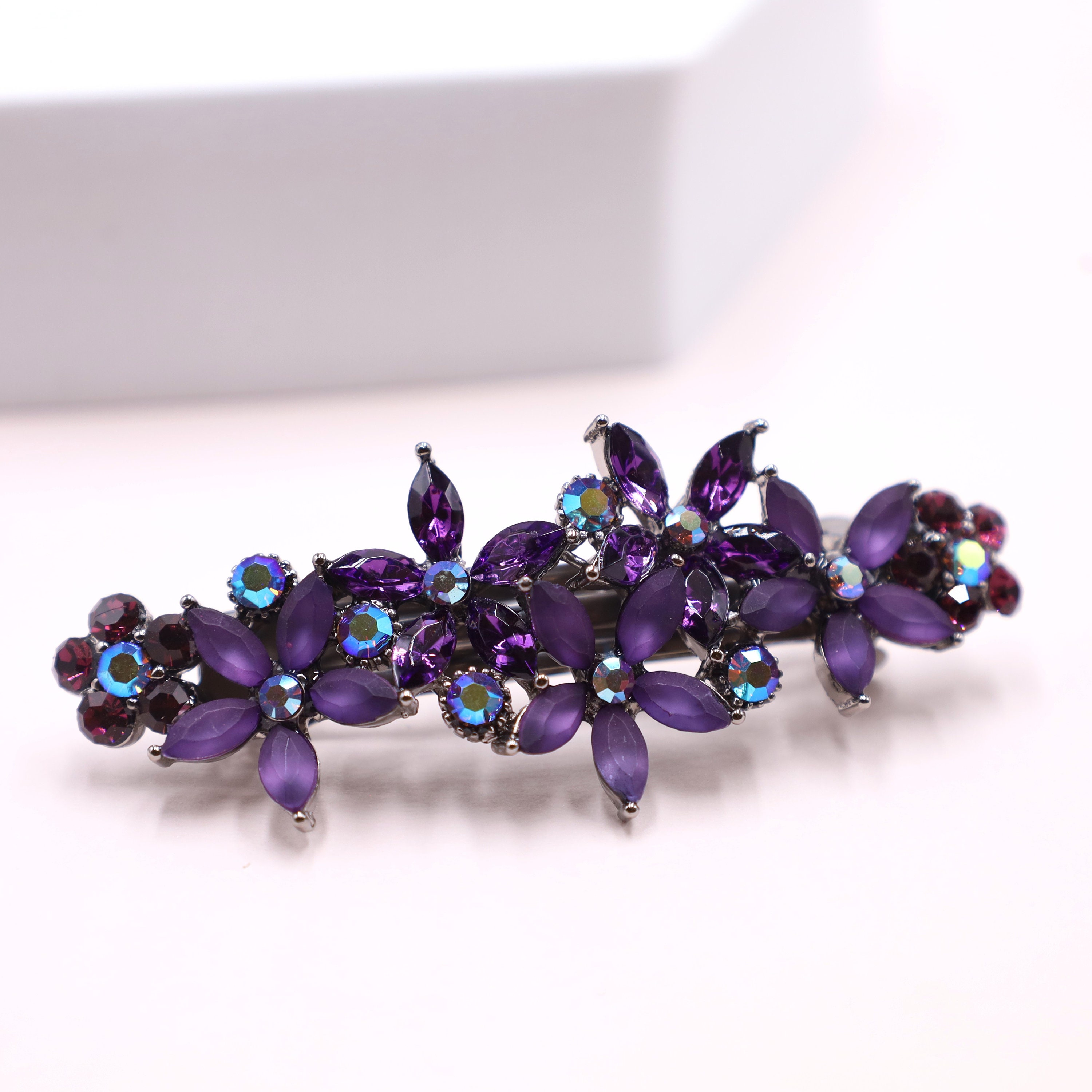 Navy Blue Crystal Hair Barrette for Medium Thick Hair  display picture 3