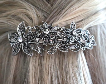 Vintage Style French Hair Barrette, Large Crystal Hair Clip Vintage Wedding Accessories, Best Gift For Mom