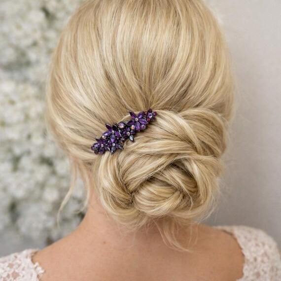 Purple Crystal Hair Barrette for Medium Thick Hair – Elegant  display picture 2