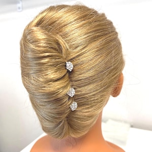 フレンチツイストヘアピン、クリスタルヘアスティック3本セット、お団子用アップヘアクリップ、長くて太い髪や細い髪に使える繊細なヘアフォーク、ヘアピン