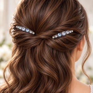 Rhinestone Hair Combs Set of 2, Small Crystal Side Combs for Half-Up Hairstyles
