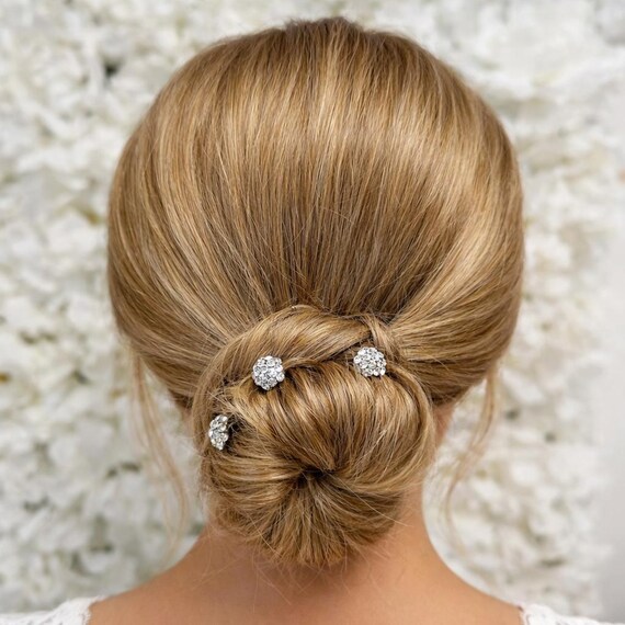 Wedding Hair Pins Set of 3 – Crystal French Twist Updo Pins  display picture 3