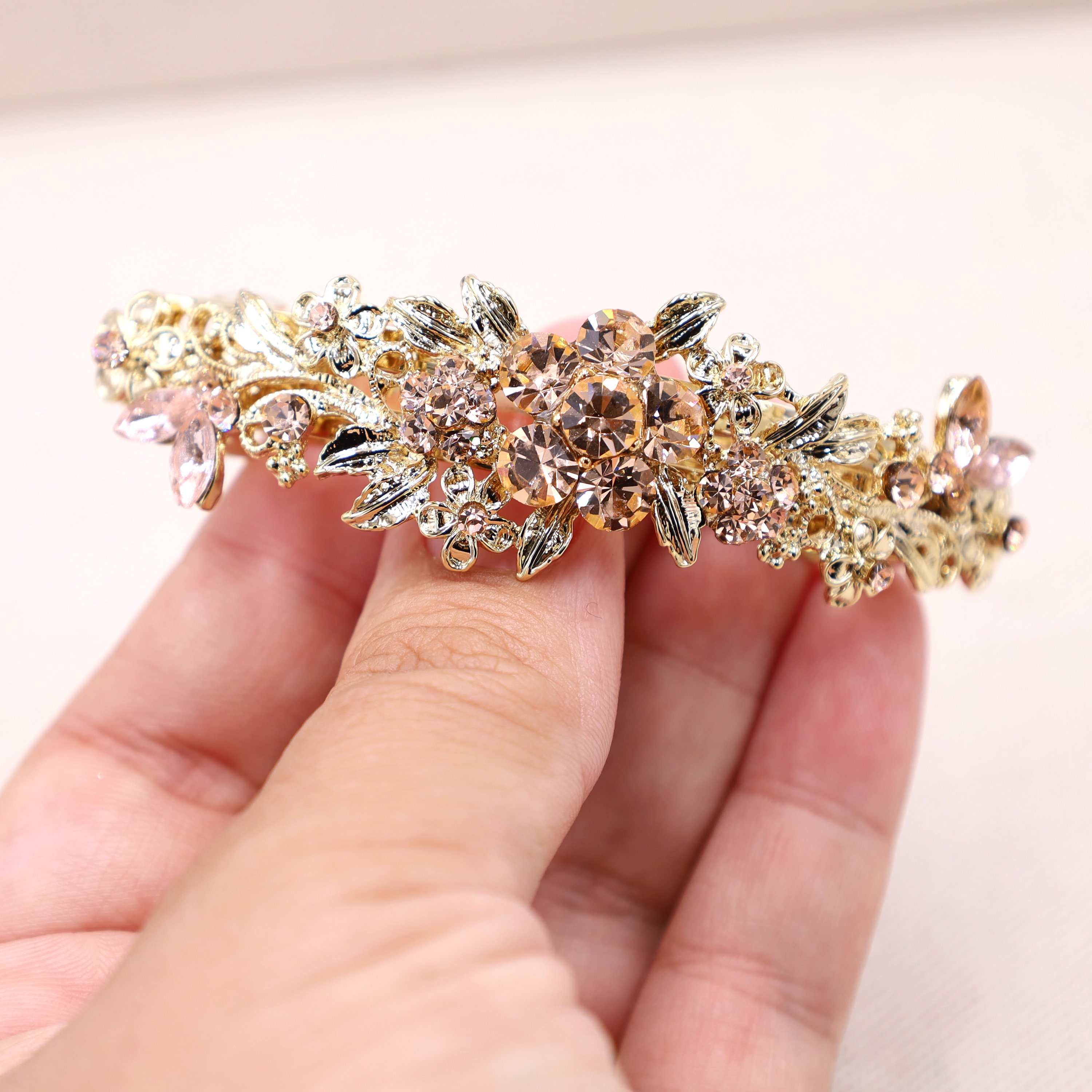 Vintage jeweled hair barrette with red crystals, made in France ?? B165model_f0075888-199f-42b5-  main image 3