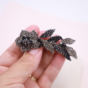 Black Crystal Barrette: Mother of the Bride Hair Clip