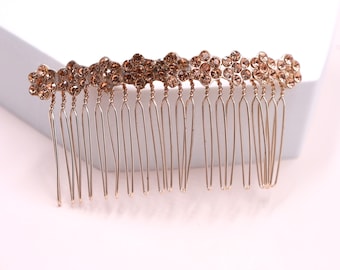 Wedding Rose Gold Hair Comb -  Side Modern Bridal Hair Accessory