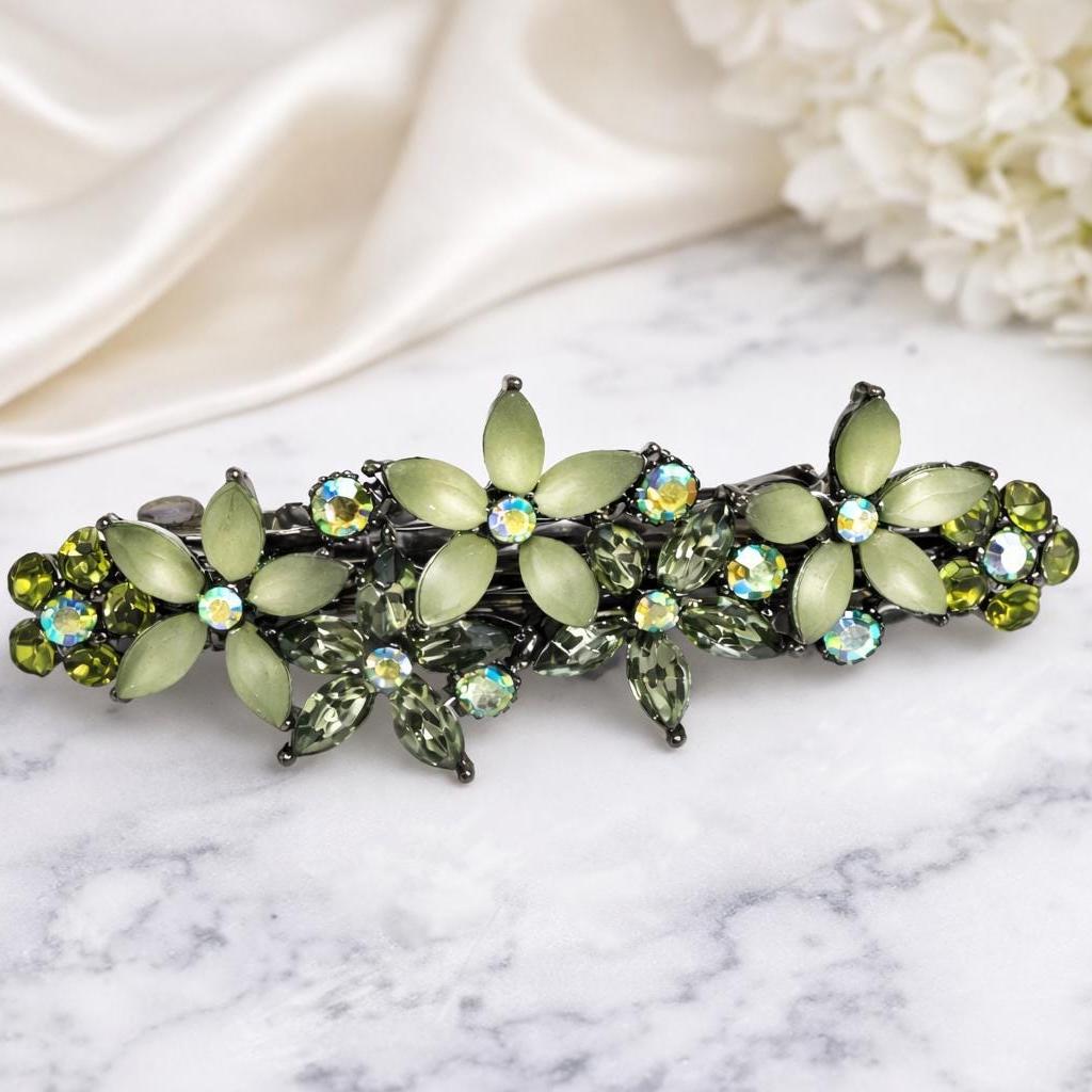 Rosantica Angeli pave green hair clip barrette SJS7426-Edit_1024x1024.jpg?v=  main image 3