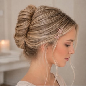 Crystal Flower Hair Barrette Set, Fine Hair Clips