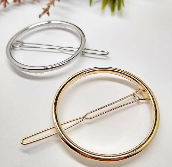 Circle Hair Clip Circle Hair Pin Geometric Hair Clipsmetal Etsy