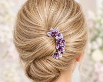 Amethyst Crystal Hair Stick, Purple Updo Hair Pin, Elegant Formal Hair Accessory for Bun or Twist, Long Hair Stick for Women