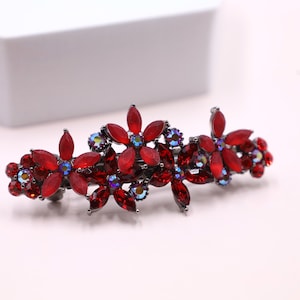 Rhinestone Flower Barrette: French Clip Hair Accessory