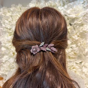 Purple Rose Hair Barrette: Crystal Prom Hair Accessory