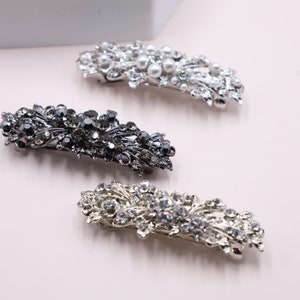 Small Side Hair Barrette, Silver Hair Accessory with Pearls, Decorative Barrette for Sides.