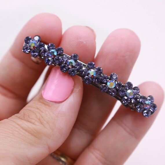 Barrette Cheveux Scarabée Cristal Violet - Bijou Vintage - Occasion