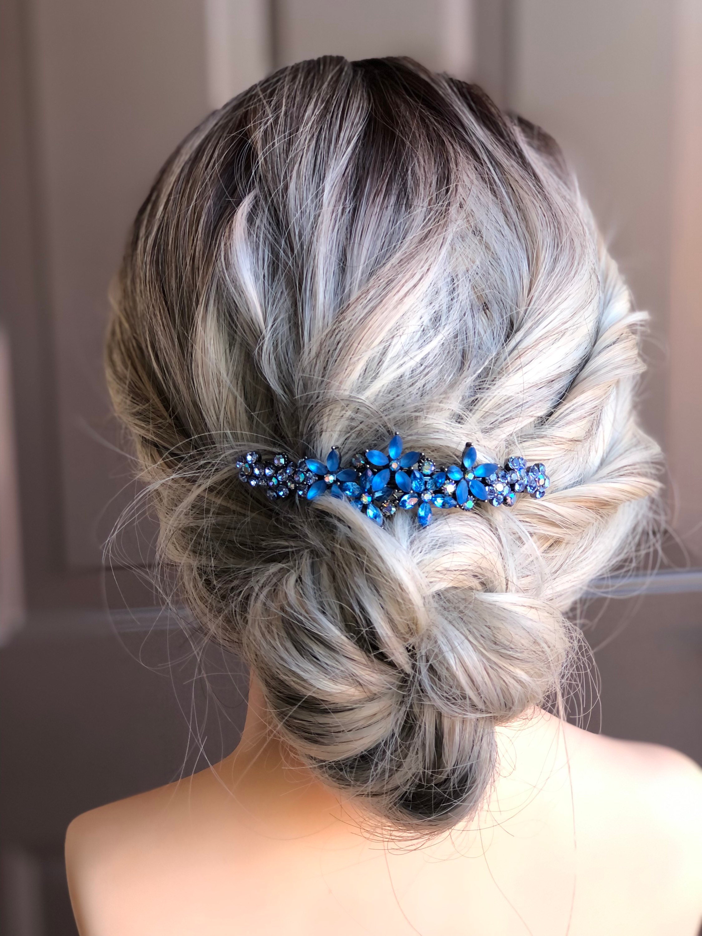 Mother of The Bride Hair Piece Gift From Bride Blue Wedding Etsy