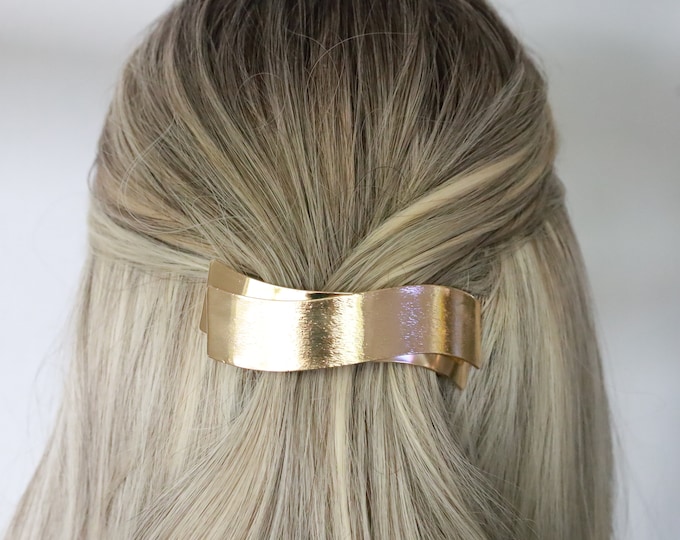 French Hair Barrette Gold Metal Hair Barrette for Women Hair