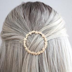 Minimalist Stars Circle Hair Pin Barrette Trendy Celestial Hair Accessory for Women  Sparkly Hair Jewelry with Stars Metal Hair Clips