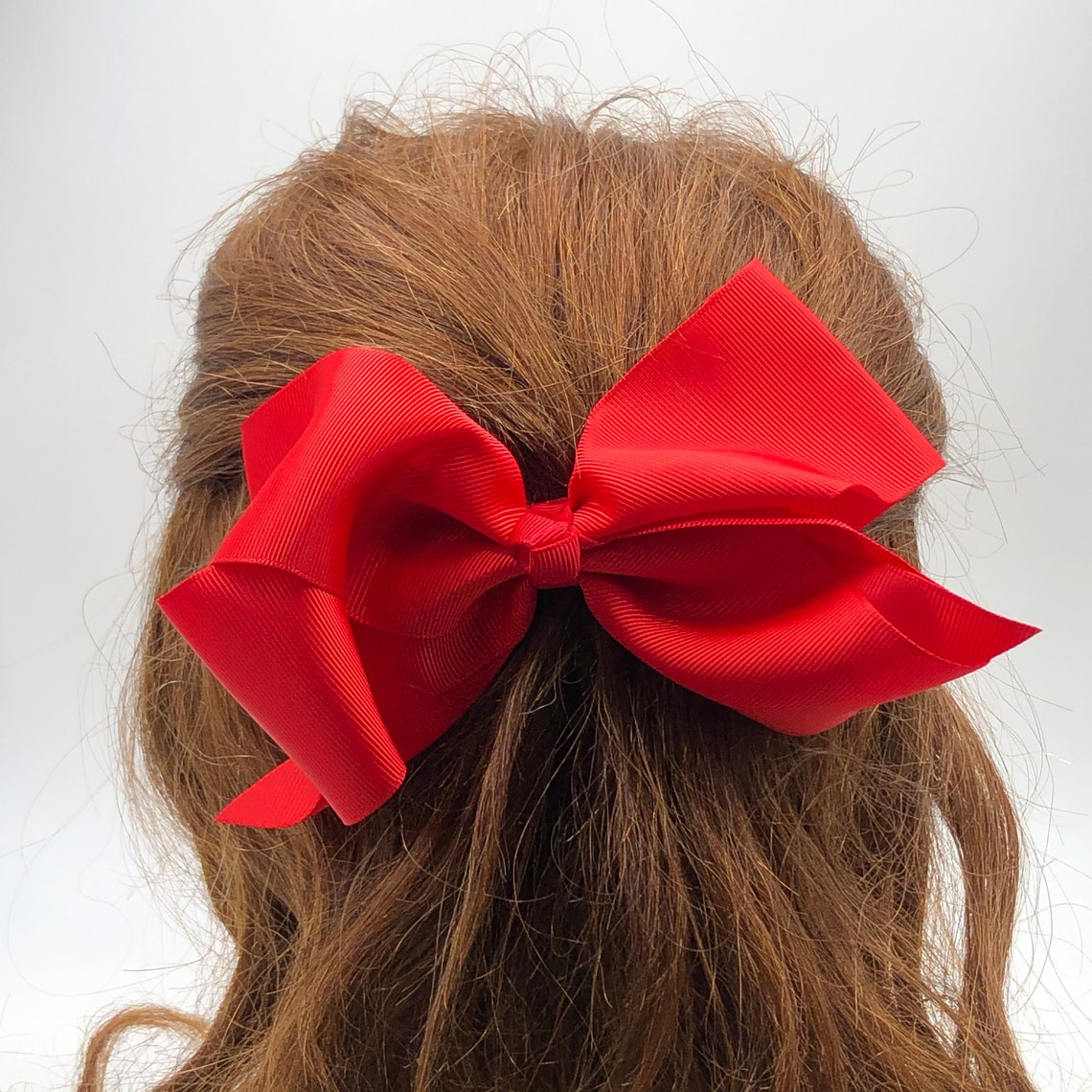 Red Large Hair Bow Grosgrain Red Hair Bow Christmas Hair Bow Etsy