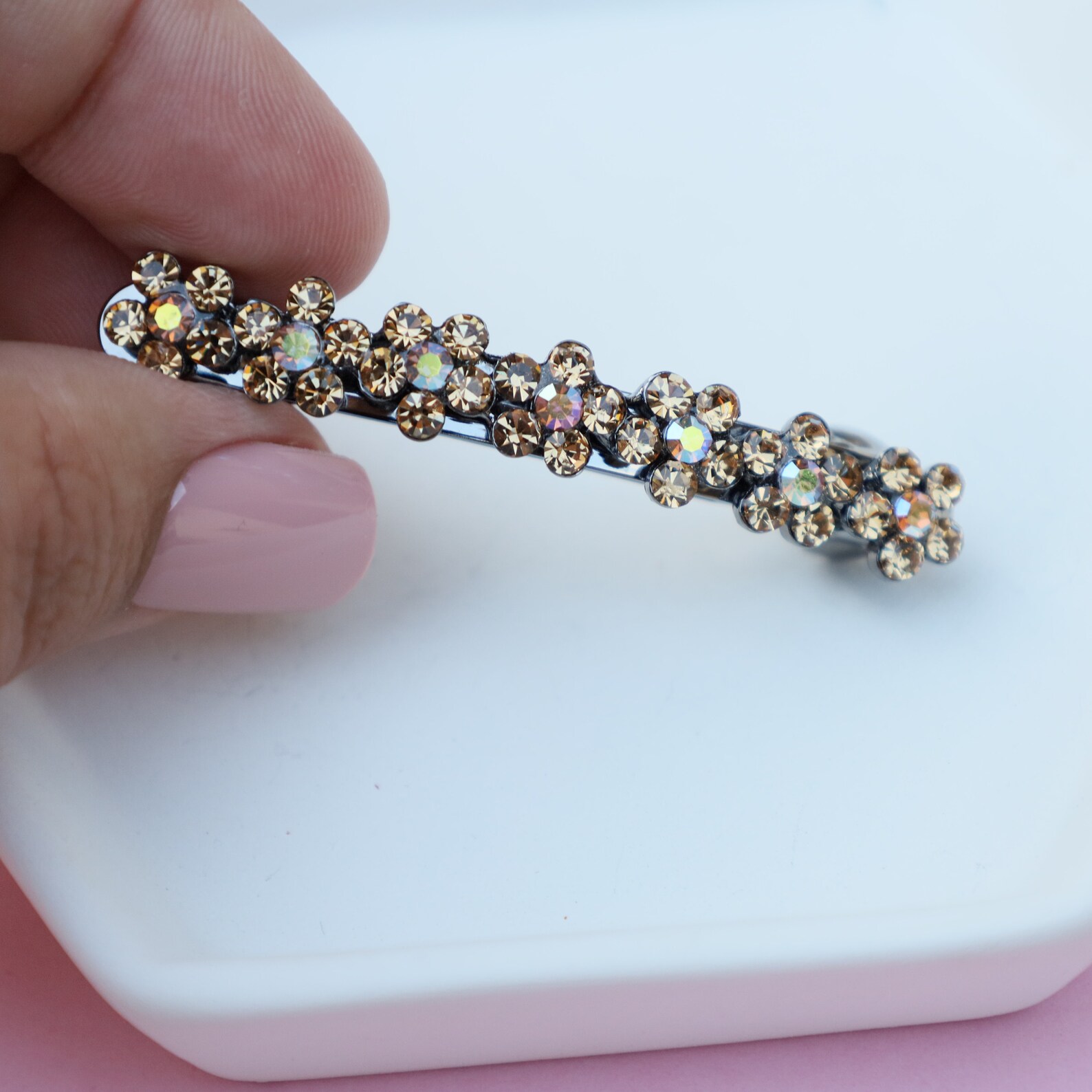 Colorful Swarovski Hair Barrette Crystal Hair Clip Barrette Etsy