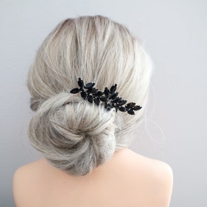 Black Decorative Side Comb, Wedding Hair Comb, Bridal Black Hairpiece, Gothic Wedding Headpiece,