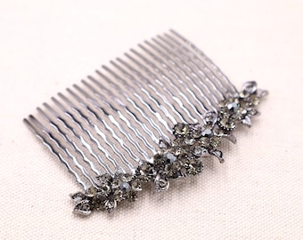 Black Decorative Side Comb, Wedding Hair Comb, Bridal Black Hairpiece