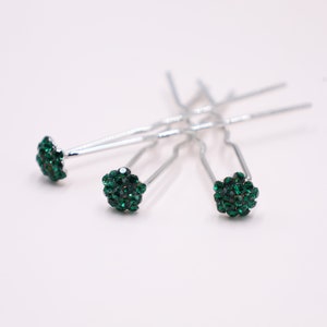 Emerald Green Wedding Bridal Hair Pins, Dark Green Hair Pins for Bride, Crystal Bridal Hairpins