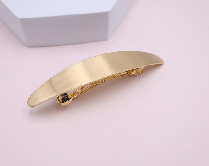 French Gold Hair Barrette, Metal Hair Barrette for Women, Hair